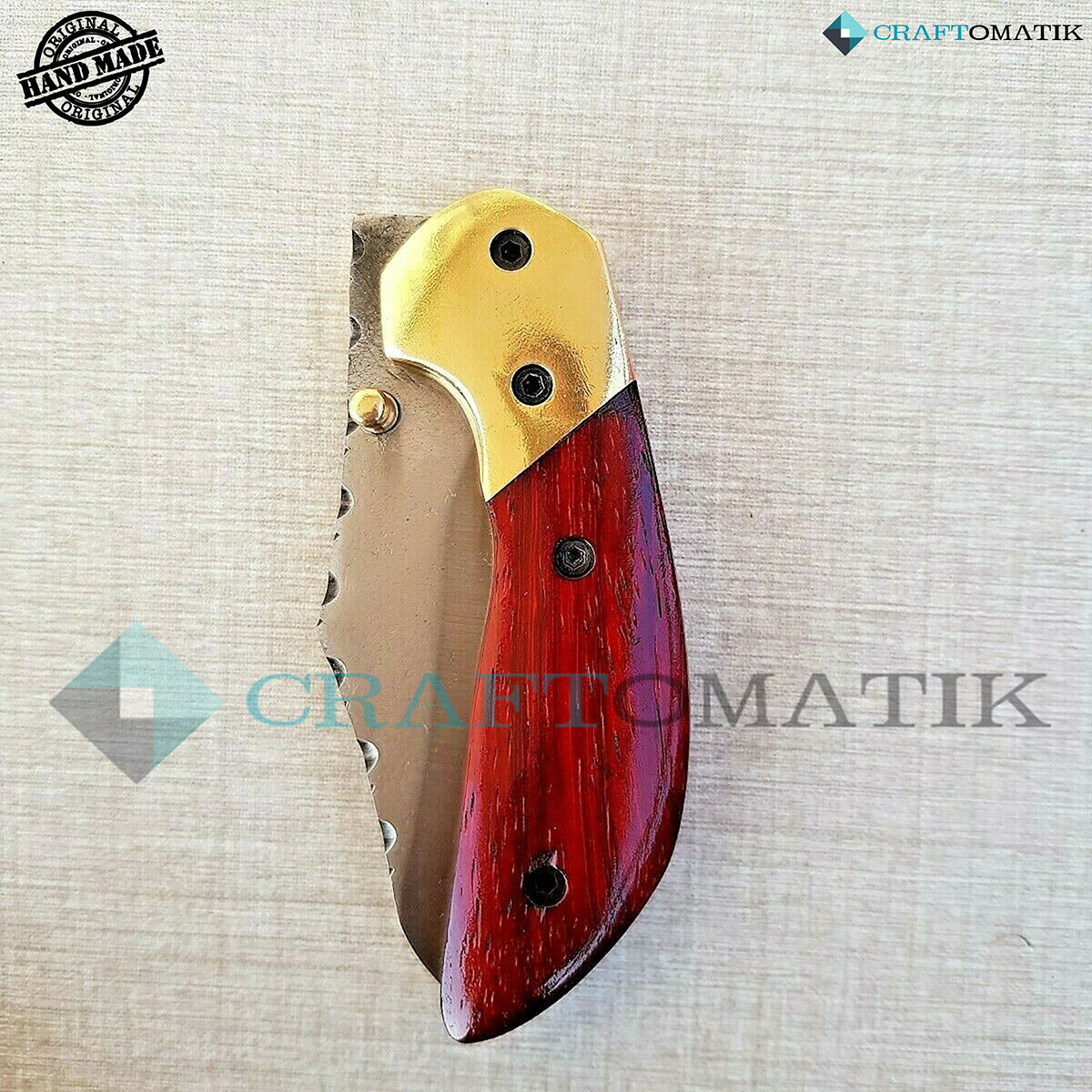 Steel Folding Knife | Pocket Knife Jack Knife | 1045C Carbon Steel Blade | Buffalo Horn, Brass Grip | Handmade Outdoor Camping Knife | FK14