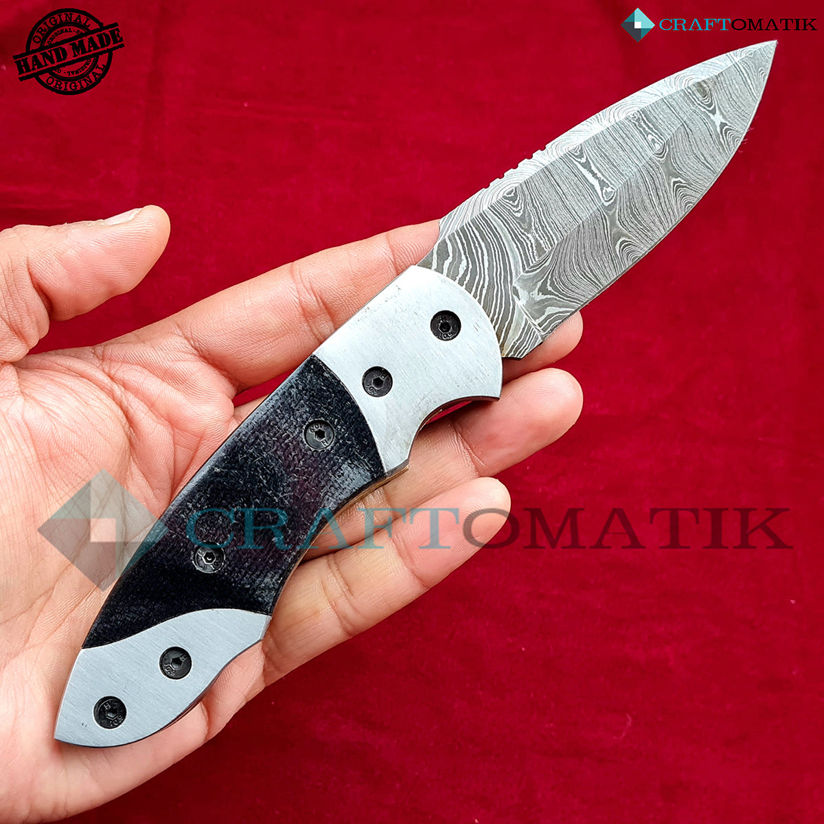 Damascus Folding Knife | Pocket Knife Jack Knife | Buffalo Horn Grip | Handmade Damascus Outdoor Camping Knife | FK52