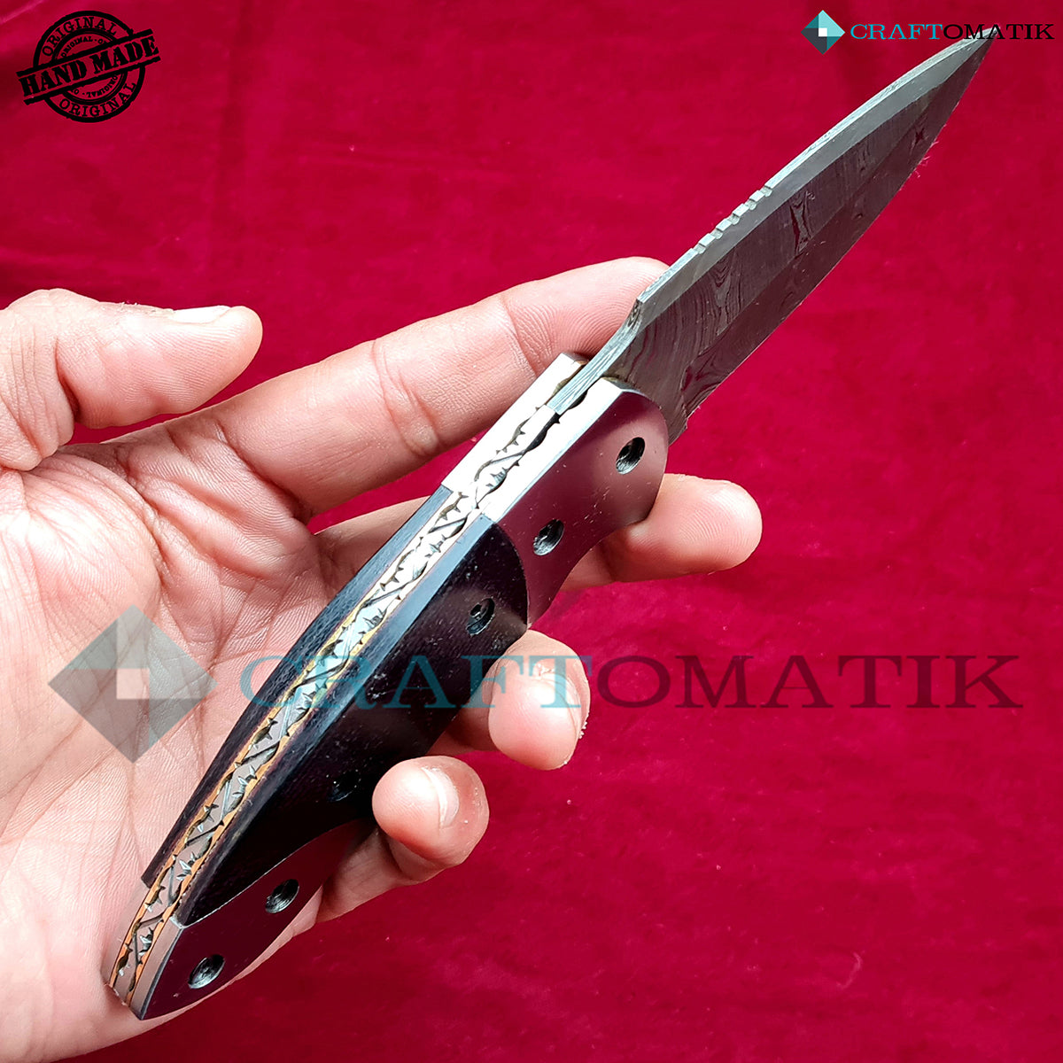 Damascus Folding Knife | Pocket Knife Jack Knife | Buffalo Horn Grip | Handmade Damascus Outdoor Camping Knife | FK52