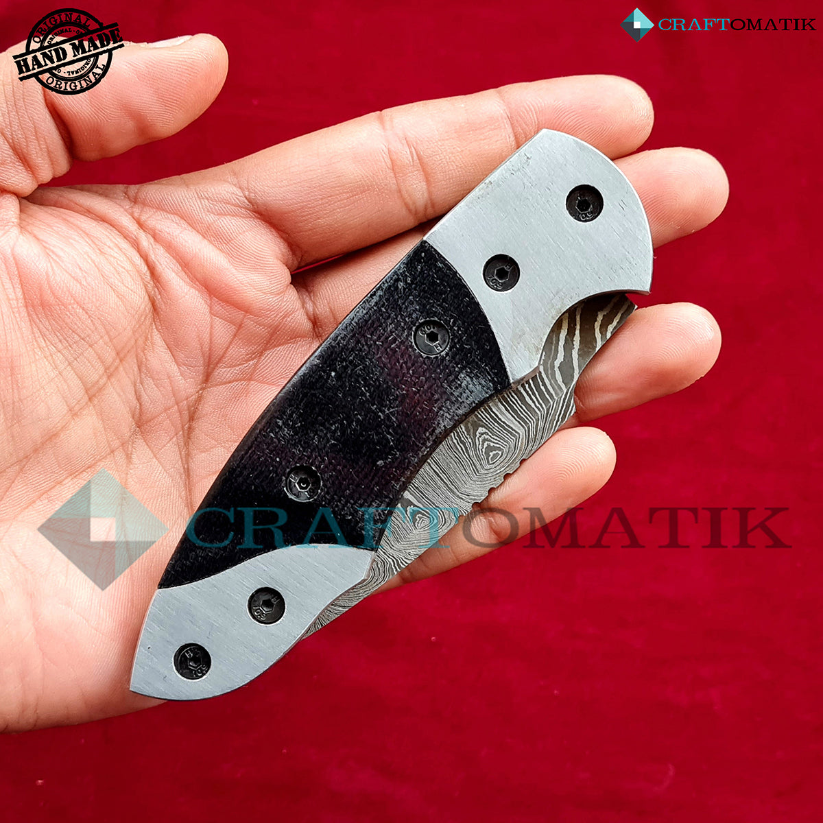 Damascus Folding Knife | Pocket Knife Jack Knife | Buffalo Horn Grip | Handmade Damascus Outdoor Camping Knife | FK52