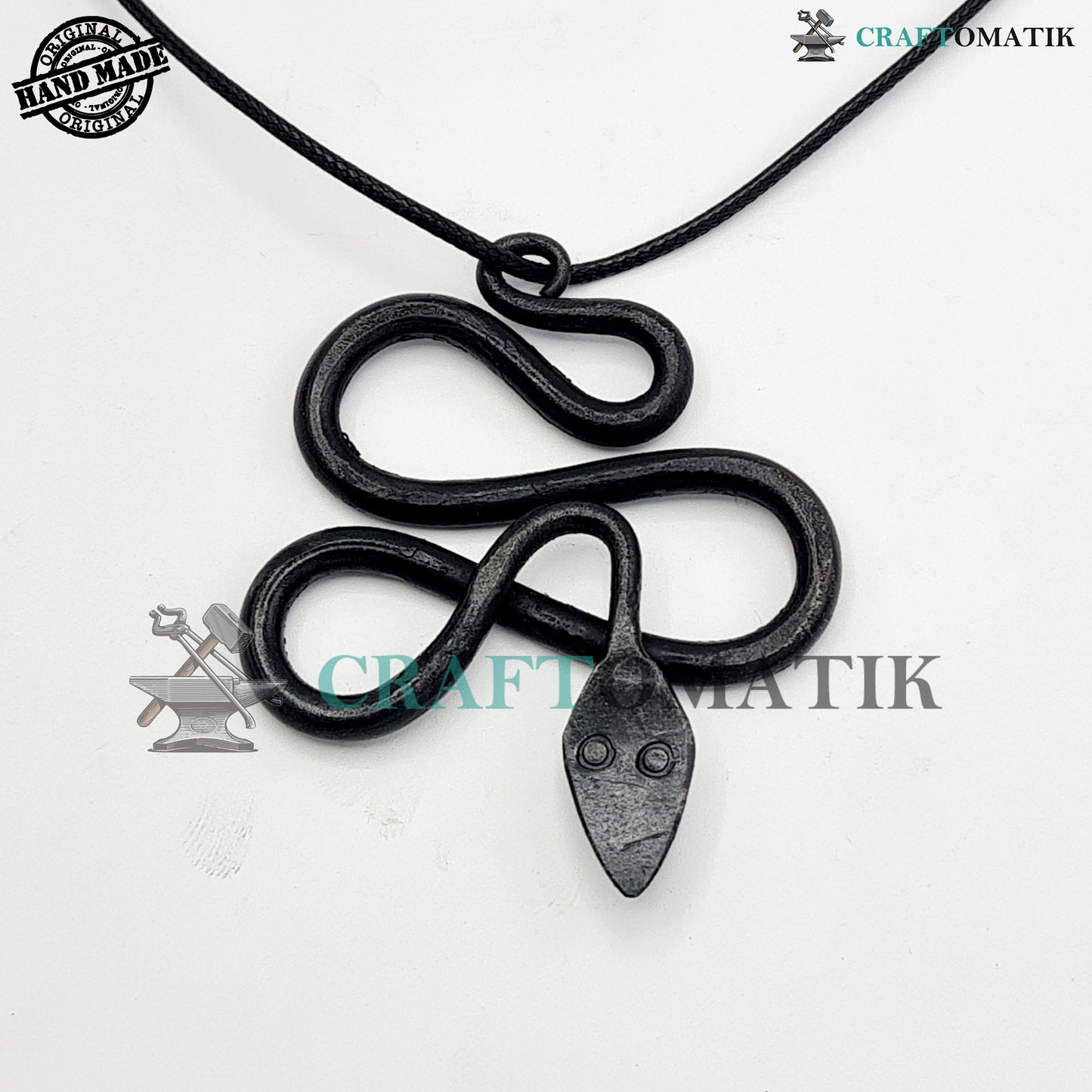 Medieval Amulet | Handmade Viking pendant | Wrought Iron Celtic Locket | Snake shape | HFA06