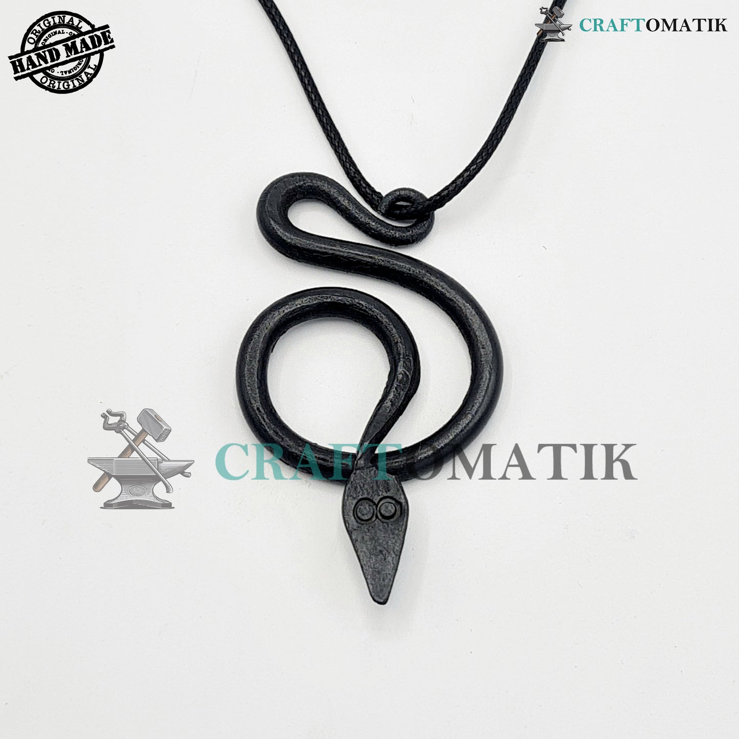 Medieval Amulet | Handmade Viking pendant | Wrought Iron Celtic Locket | Snake shape | HFA07