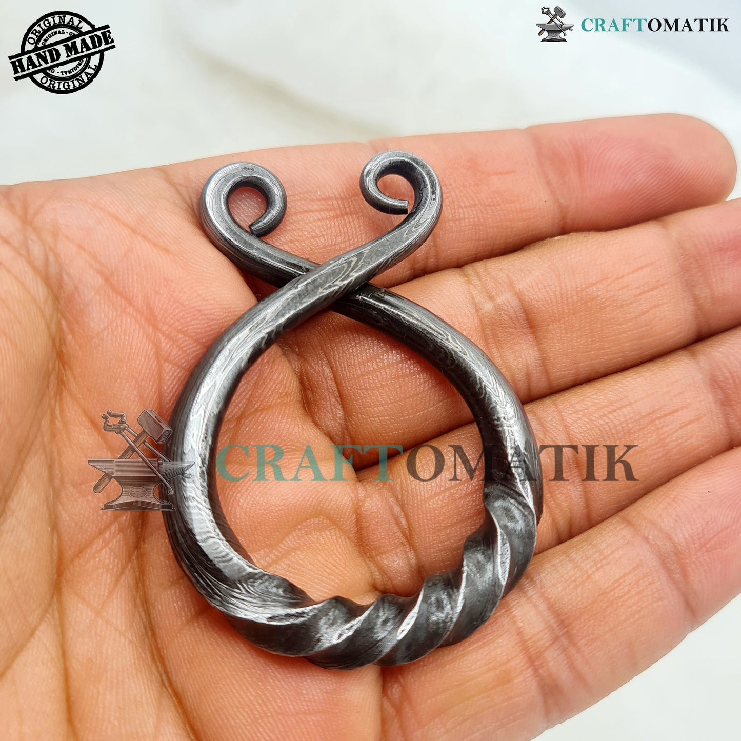 Damascus Steel Amulet | Handmade Viking pendant | Medieval Celtic Locket | Round shape | HFA17