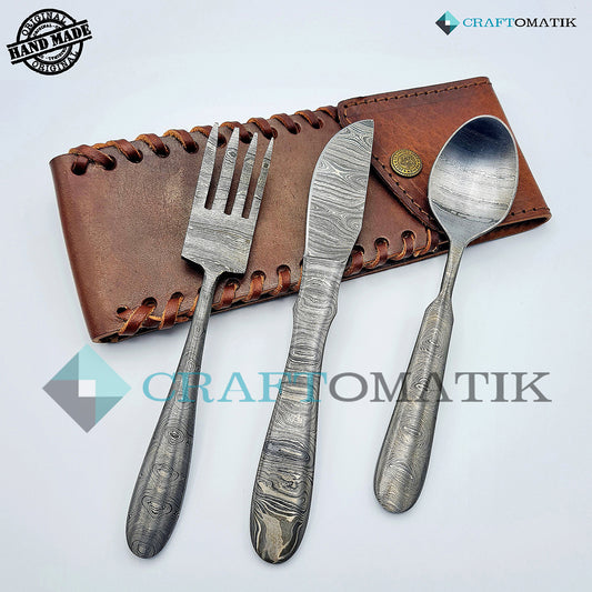 Damascus Steel Cutlery Set | Hand made | HFTC16x