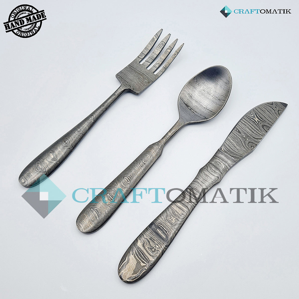 Damascus Steel Cutlery Set | Hand made | HFTC16x