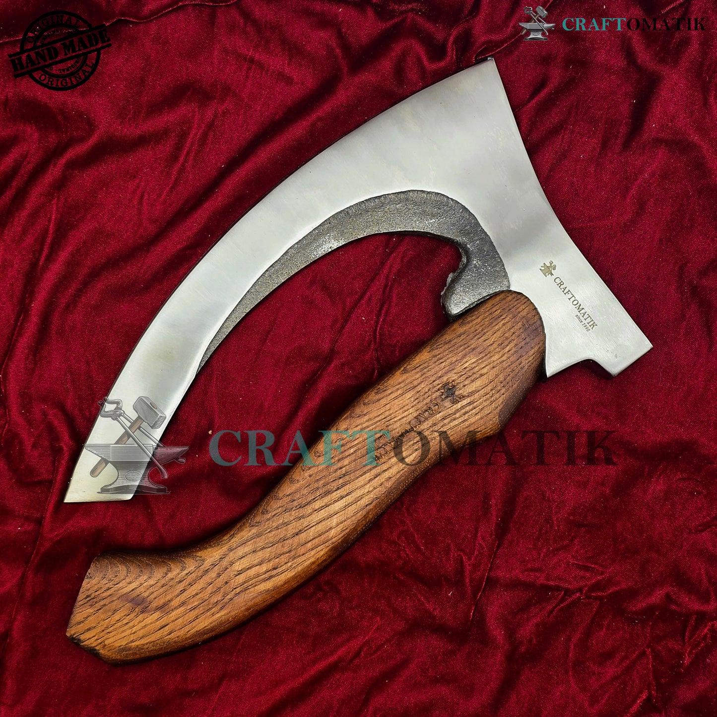 Viking Kitchen Axe | Medieval Butcher Axe | Pizza Axe | Handmade Kitchen and Outdoor Axe | 1045 High Carbon Steel blade | Ash wood handle | Gift Axe | PC01