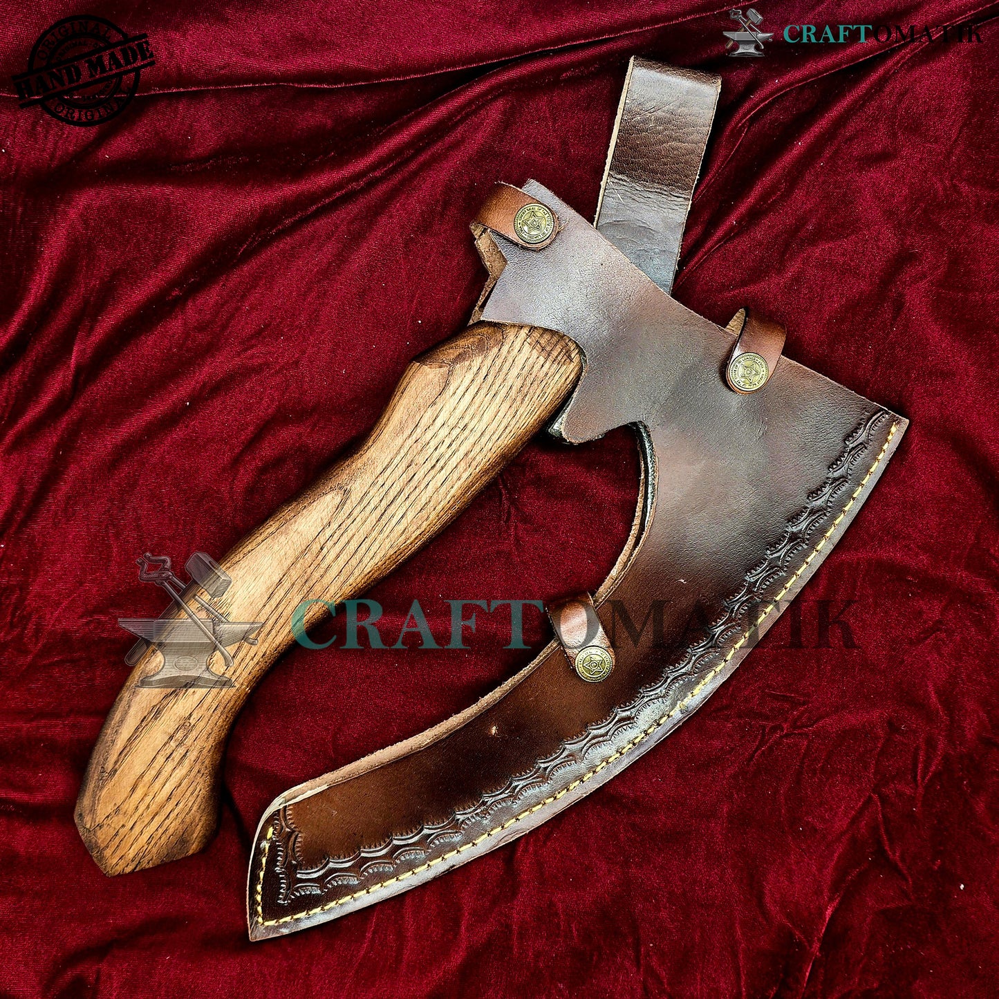 Viking Kitchen Axe | Medieval Butcher Axe | Pizza Axe | Handmade Kitchen and Outdoor Axe | 1045 High Carbon Steel blade | Ash wood handle | Gift Axe | PC01