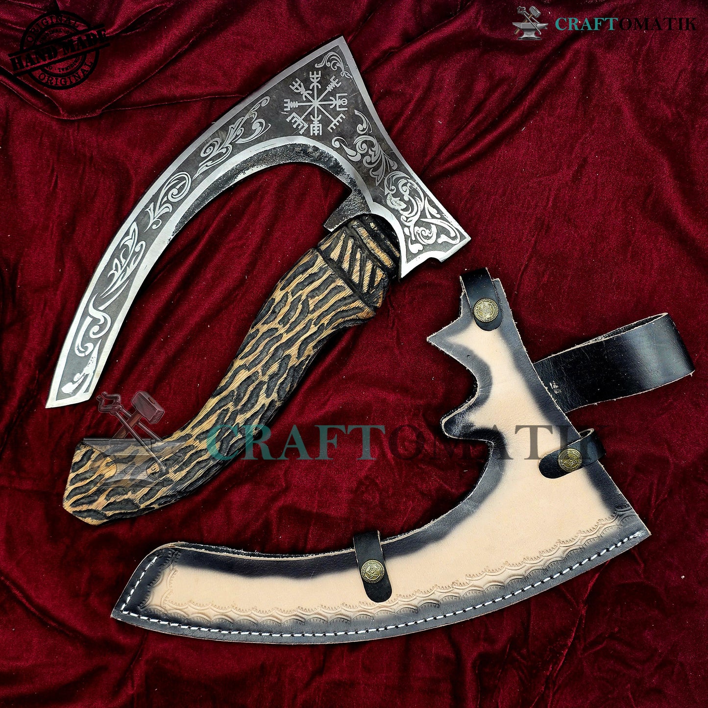 Viking Kitchen Axe | Medieval Butcher Axe | Pizza Axe | Handmade Kitchen and Outdoor Axe | 1045 High Carbon Steel blade | Ash wood handle | Gift Axe | PC02
