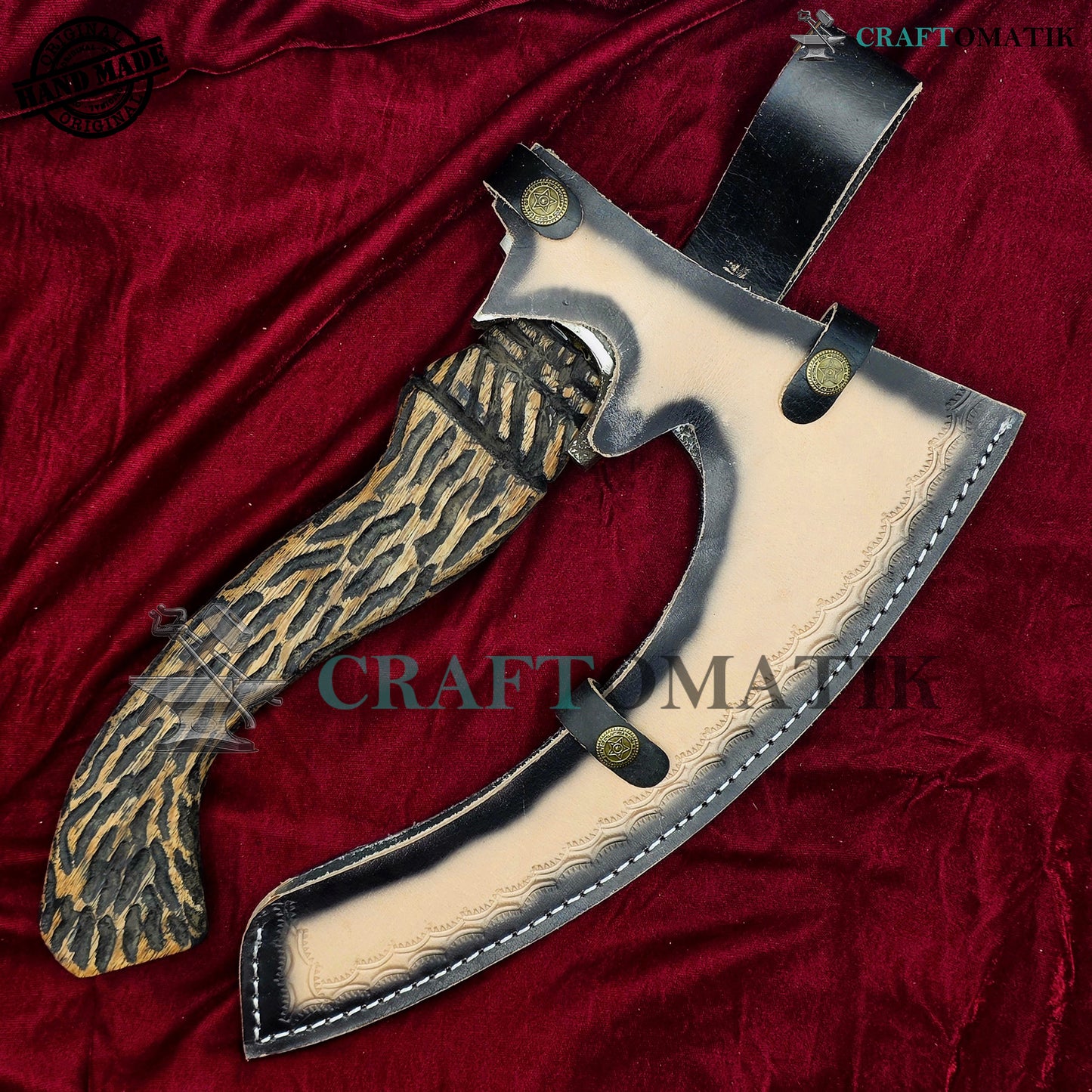 Viking Kitchen Axe | Medieval Butcher Axe | Pizza Axe | Handmade Kitchen and Outdoor Axe | 1045 High Carbon Steel blade | Ash wood handle | Gift Axe | PC02