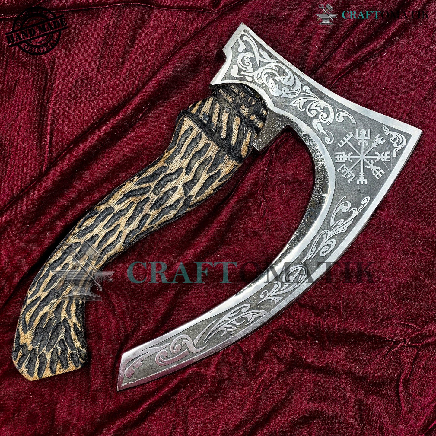 Viking Kitchen Axe | Medieval Butcher Axe | Pizza Axe | Handmade Kitchen and Outdoor Axe | 1045 High Carbon Steel blade | Ash wood handle | Gift Axe | PC02