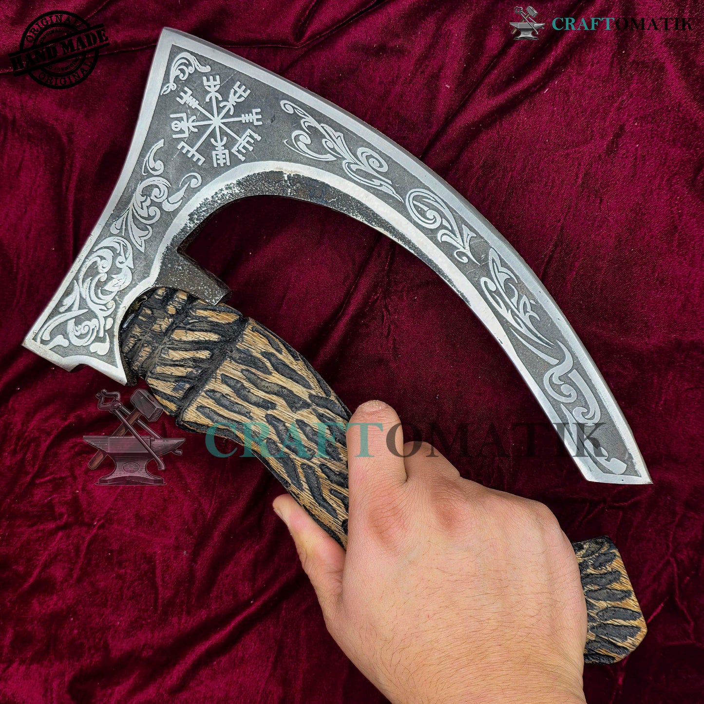 Viking Kitchen Axe | Medieval Butcher Axe | Pizza Axe | Handmade Kitchen and Outdoor Axe | 1045 High Carbon Steel blade | Ash wood handle | Gift Axe | PC02