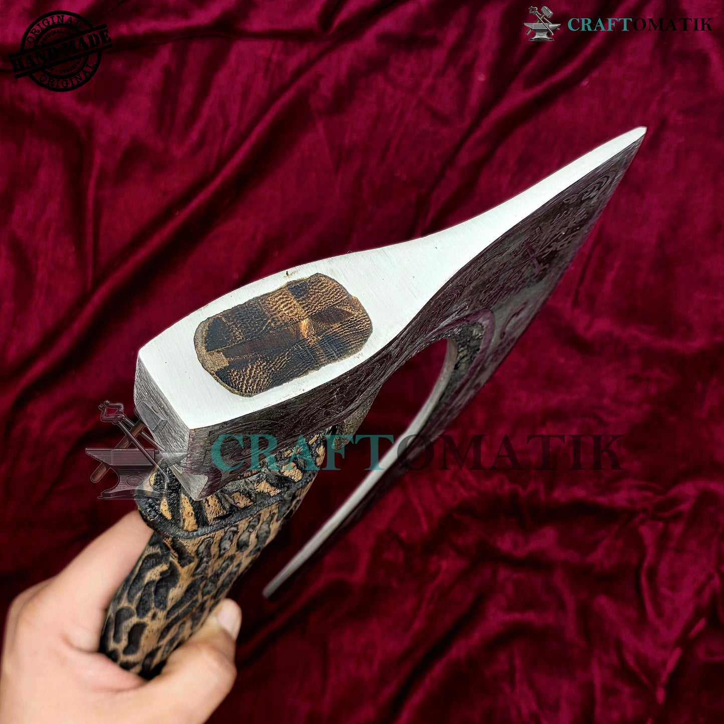Viking Kitchen Axe | Medieval Butcher Axe | Pizza Axe | Handmade Kitchen and Outdoor Axe | 1045 High Carbon Steel blade | Ash wood handle | Gift Axe | PC02