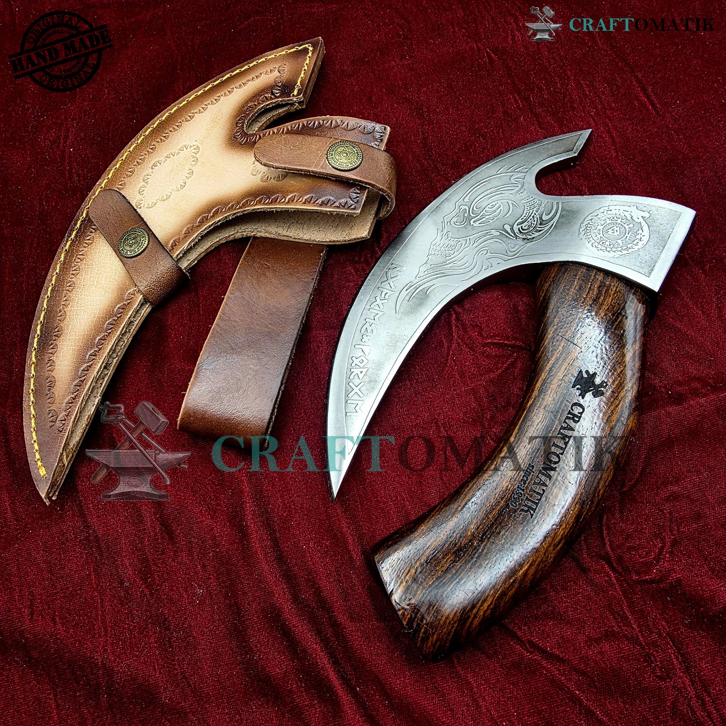 Viking Kitchen Axe | Medieval Butcher Axe | Pizza Axe | Handmade Kitchen and Outdoor Axe | 1045 High Carbon Steel blade | Ash wood handle | Gift Axe | PC03