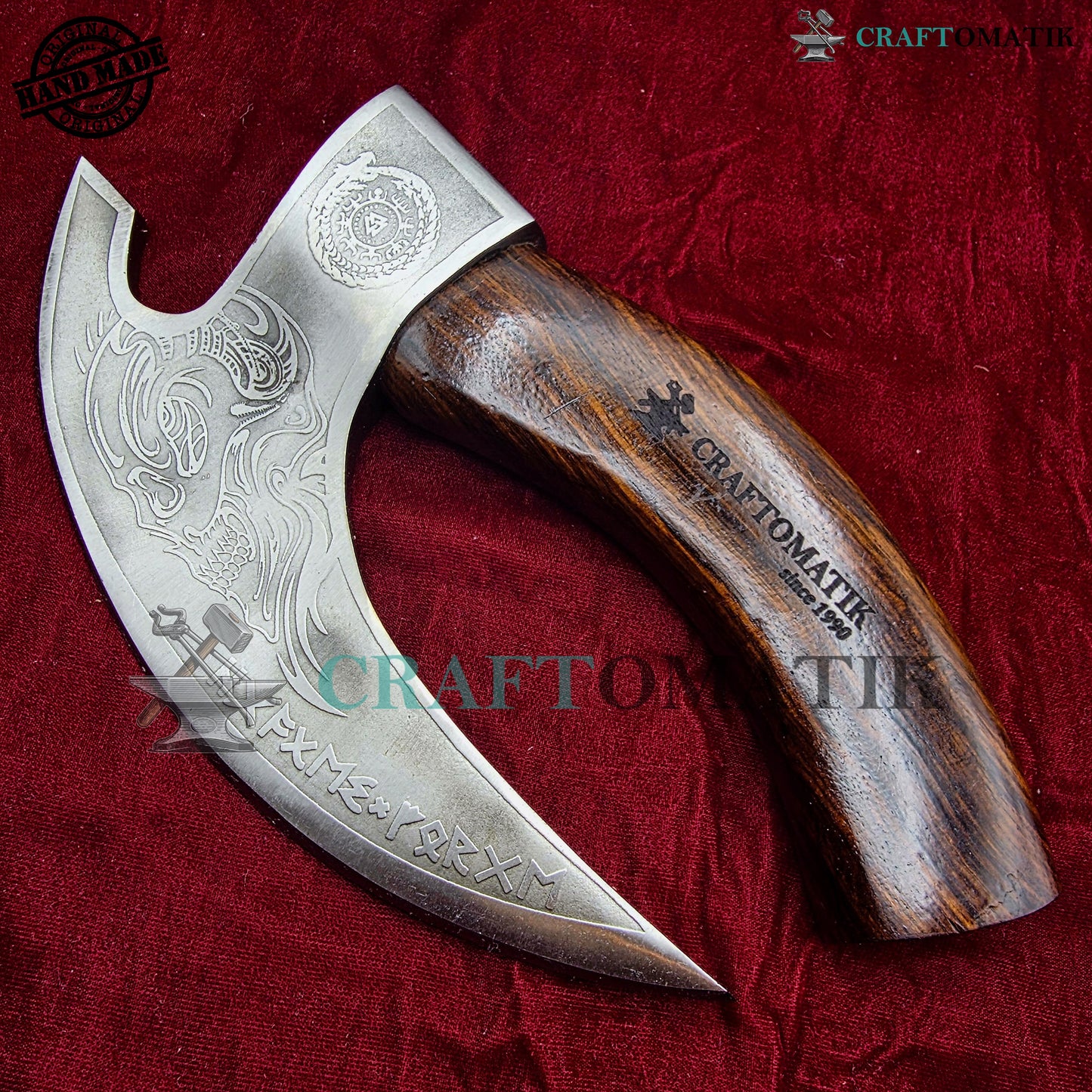 Viking Kitchen Axe | Medieval Butcher Axe | Pizza Axe | Handmade Kitchen and Outdoor Axe | 1045 High Carbon Steel blade | Ash wood handle | Gift Axe | PC03
