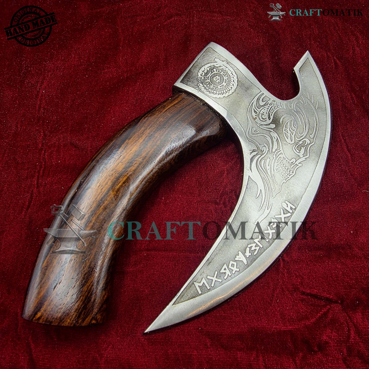 Viking Kitchen Axe | Medieval Butcher Axe | Pizza Axe | Handmade Kitchen and Outdoor Axe | 1045 High Carbon Steel blade | Ash wood handle | Gift Axe | PC03