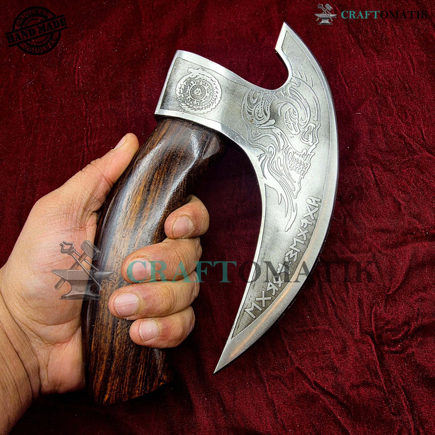 Viking Kitchen Axe | Medieval Butcher Axe | Pizza Axe | Handmade Kitchen and Outdoor Axe | 1045 High Carbon Steel blade | Ash wood handle | Gift Axe | PC03