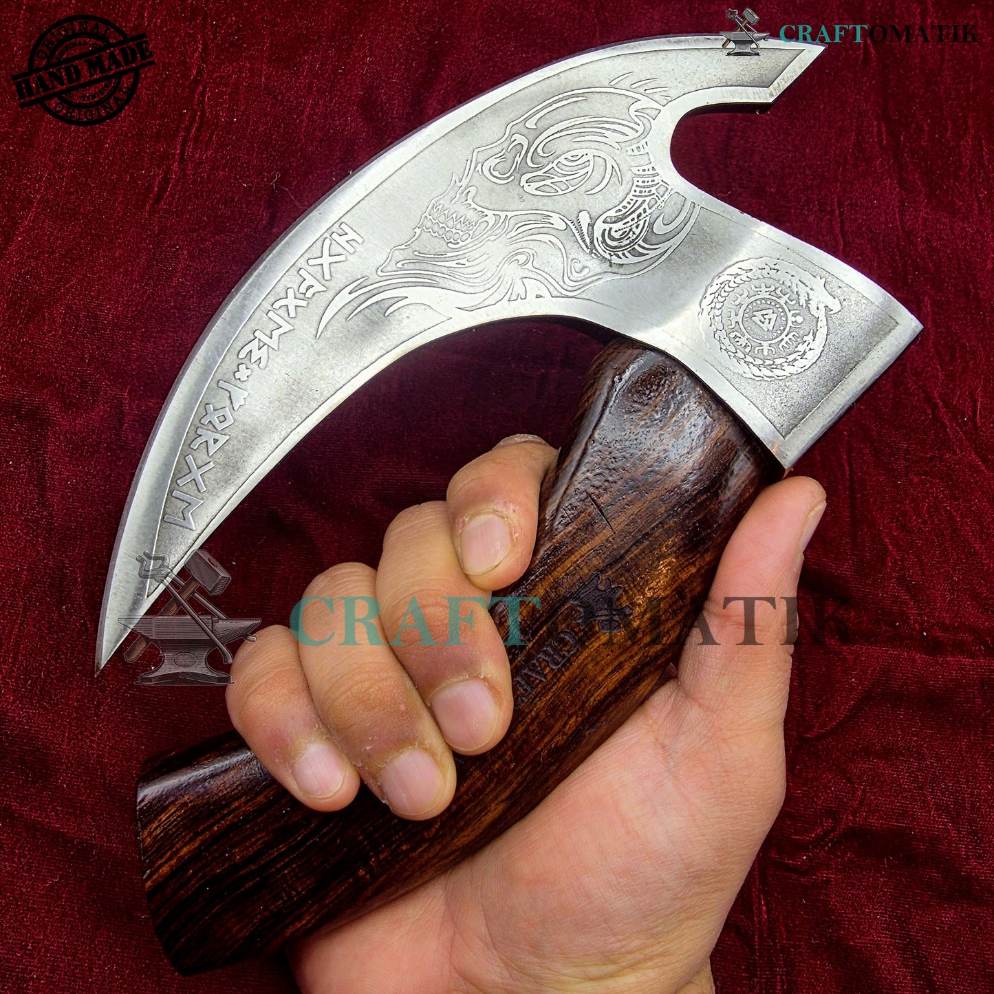 Viking Kitchen Axe | Medieval Butcher Axe | Pizza Axe | Handmade Kitchen and Outdoor Axe | 1045 High Carbon Steel blade | Ash wood handle | Gift Axe | PC03