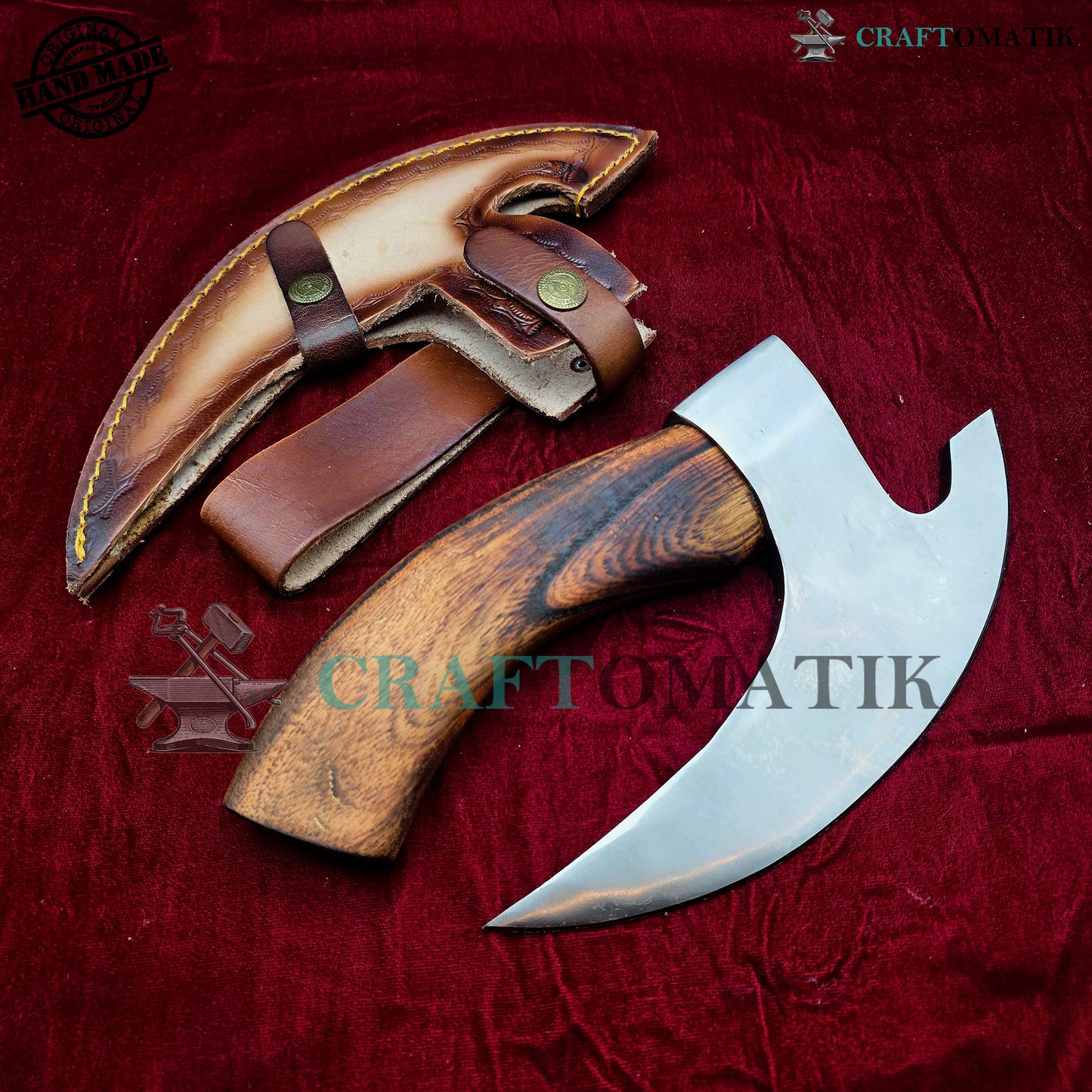 Viking Kitchen Axe | Medieval Butcher Axe | Pizza Axe | Handmade Kitchen and Outdoor Axe | 1045 High Carbon Steel blade | Ash wood handle | Gift Axe | PC04