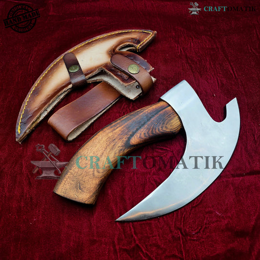 Viking Kitchen Axe | Medieval Butcher Axe | Pizza Axe | Handmade Kitchen and Outdoor Axe | 1045 High Carbon Steel blade | Ash wood handle | Gift Axe | PC04