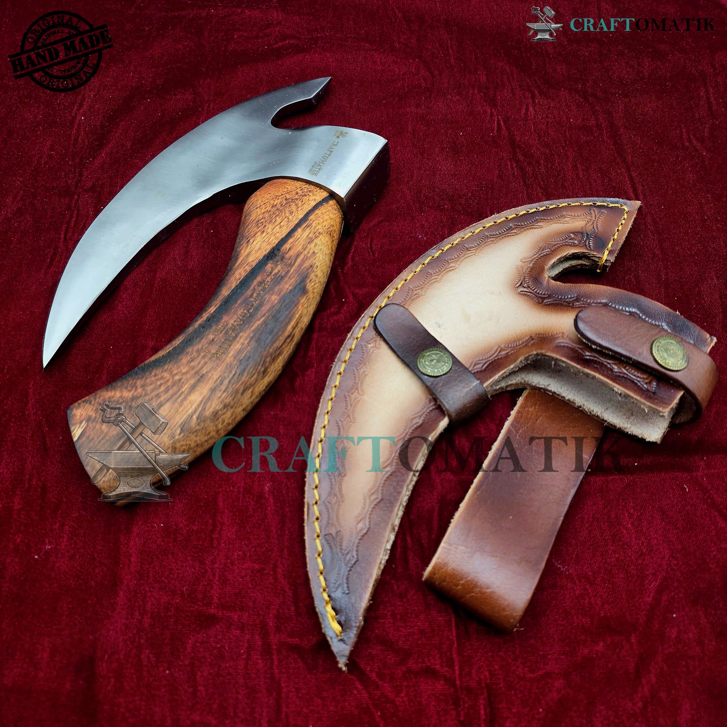 Viking Kitchen Axe | Medieval Butcher Axe | Pizza Axe | Handmade Kitchen and Outdoor Axe | 1045 High Carbon Steel blade | Ash wood handle | Gift Axe | PC04