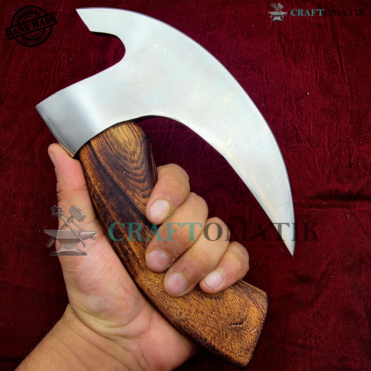 Viking Kitchen Axe | Medieval Butcher Axe | Pizza Axe | Handmade Kitchen and Outdoor Axe | 1045 High Carbon Steel blade | Ash wood handle | Gift Axe | PC04