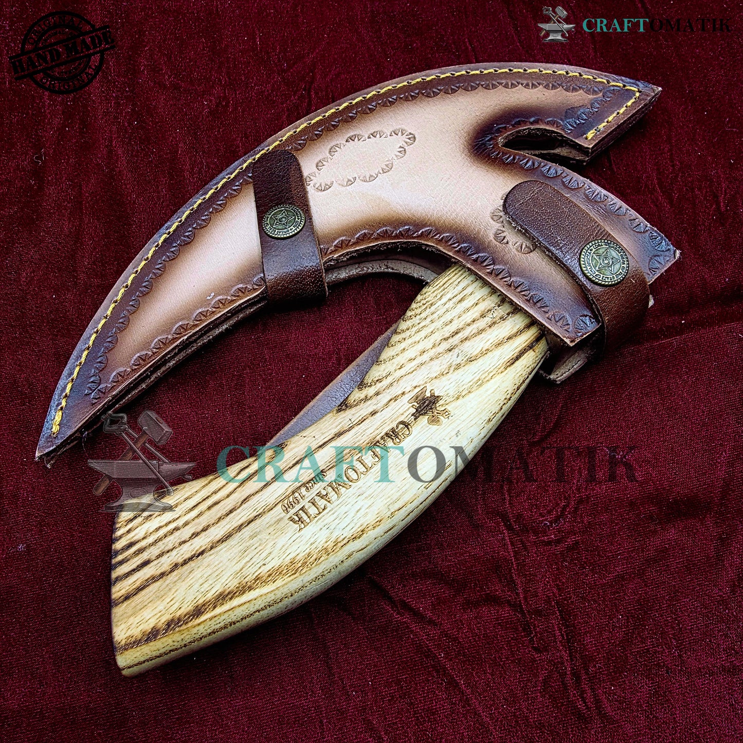 Viking Kitchen Axe | Medieval Butcher Axe | Pizza Axe | Handmade Kitchen and Outdoor Axe | 1045 High Carbon Steel blade | Ash wood handle | Gift Axe | PC05