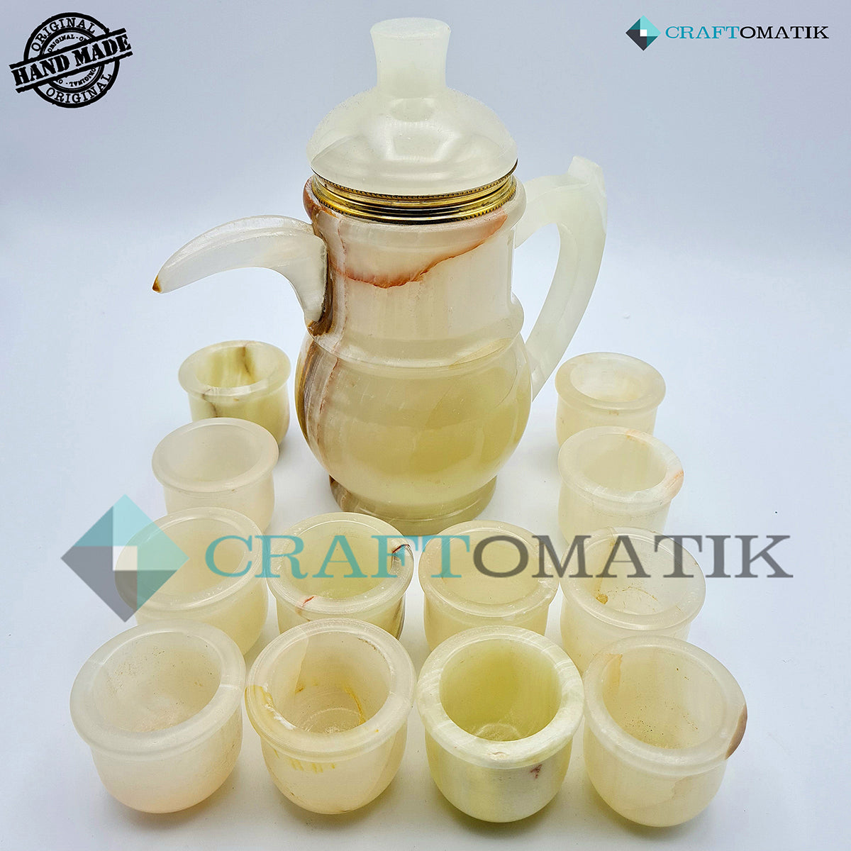 Royal Tea Set | 13 Pcs Pot and Cups | Marble Stone 2.5 kg | Hand made | TS01