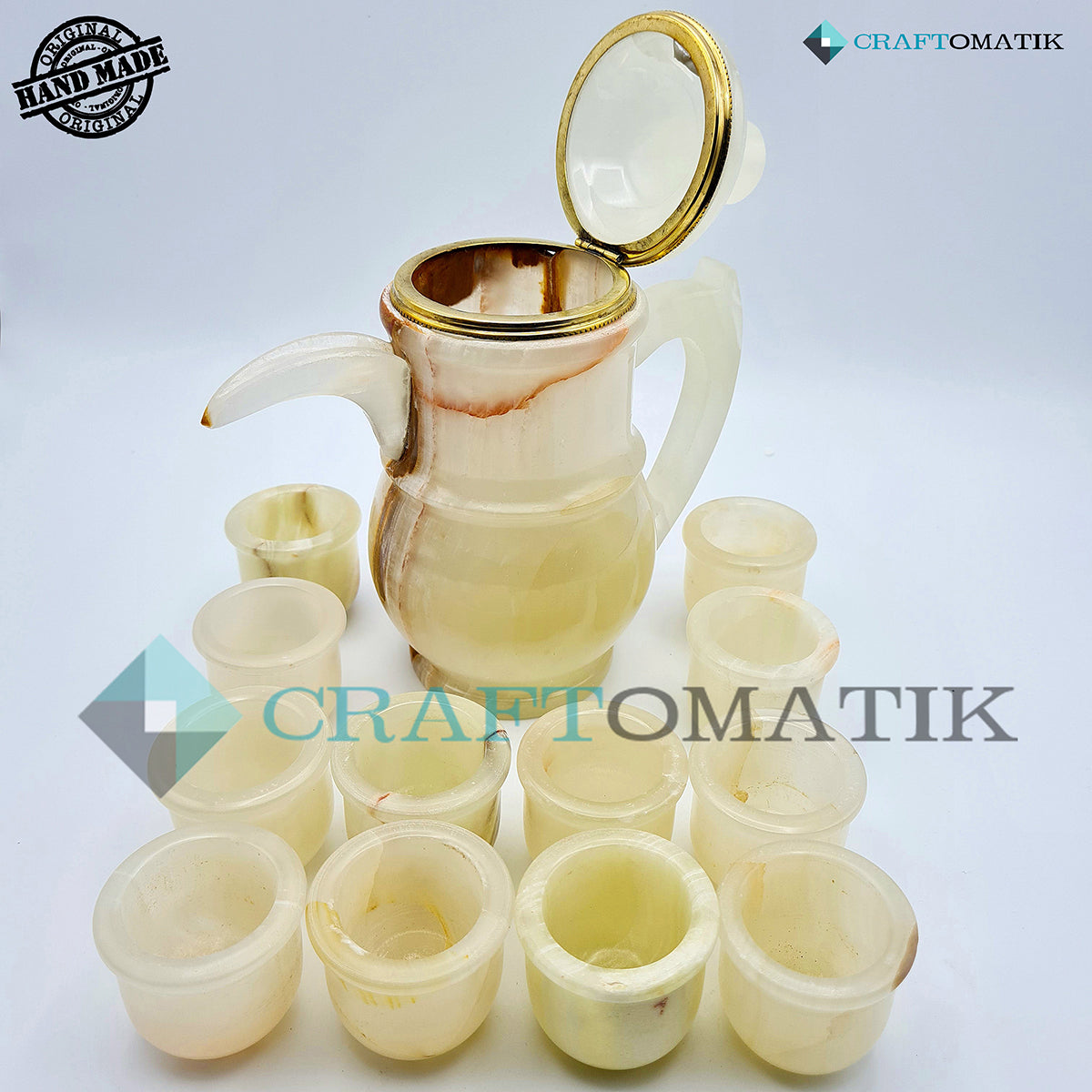 Royal Tea Set | 13 Pcs Pot and Cups | Marble Stone 2.5 kg | Hand made | TS01