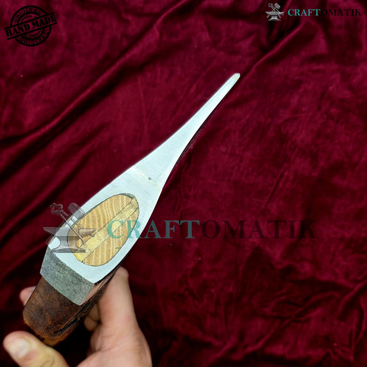 Viking Bearded Axe | Medieval Axe 30 cm / 12 inches| Garden and Outdoor Axe | 1045 High Carbon Steel | Dark Brown Wood Handle | Leather Sheath | Gift Axe | VAX05