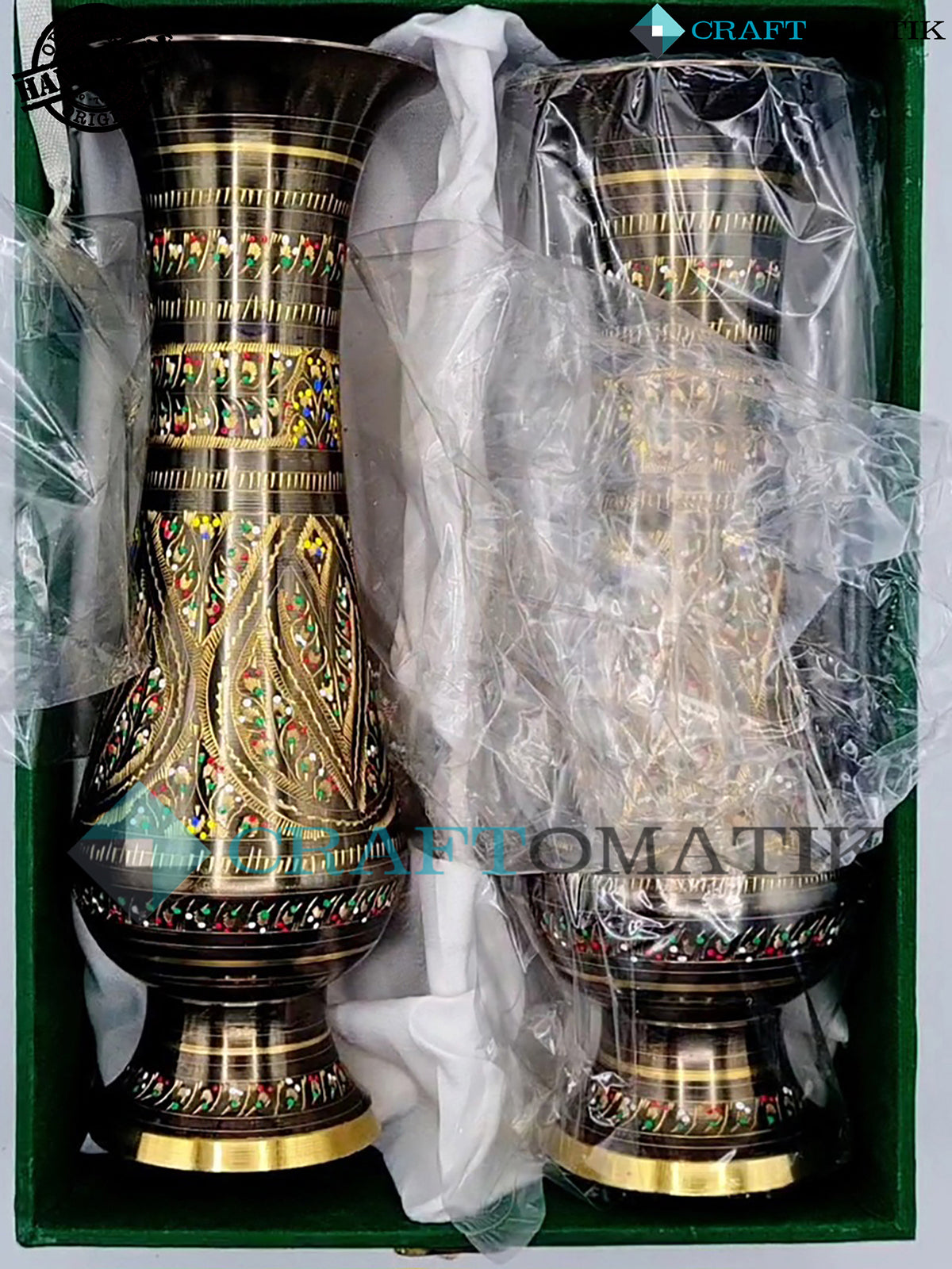 Royal Vase Gift Set | Flower Pots | Brass Engraving | Hand made | VS02